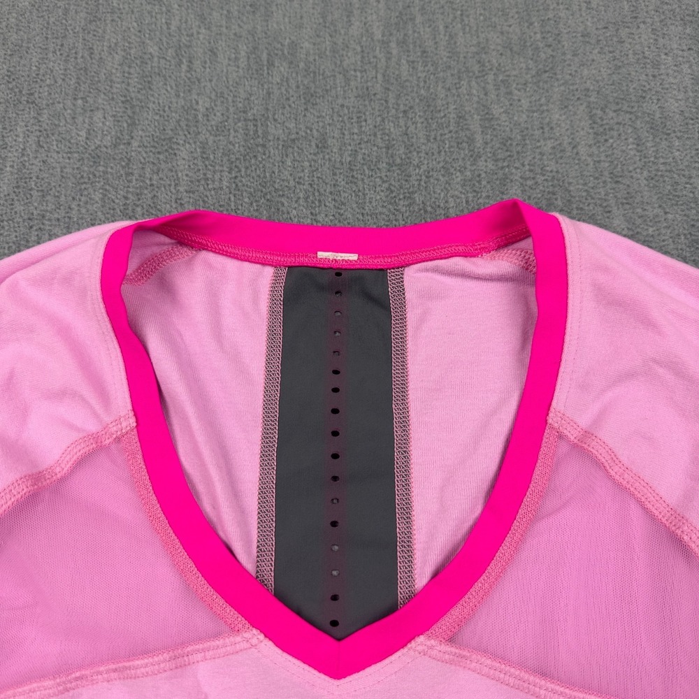 Lululemon Shirt Womens 2 Heathered Pink Pace Pusher Long Sleeve Athletic Yoga - Picture 3 of 13